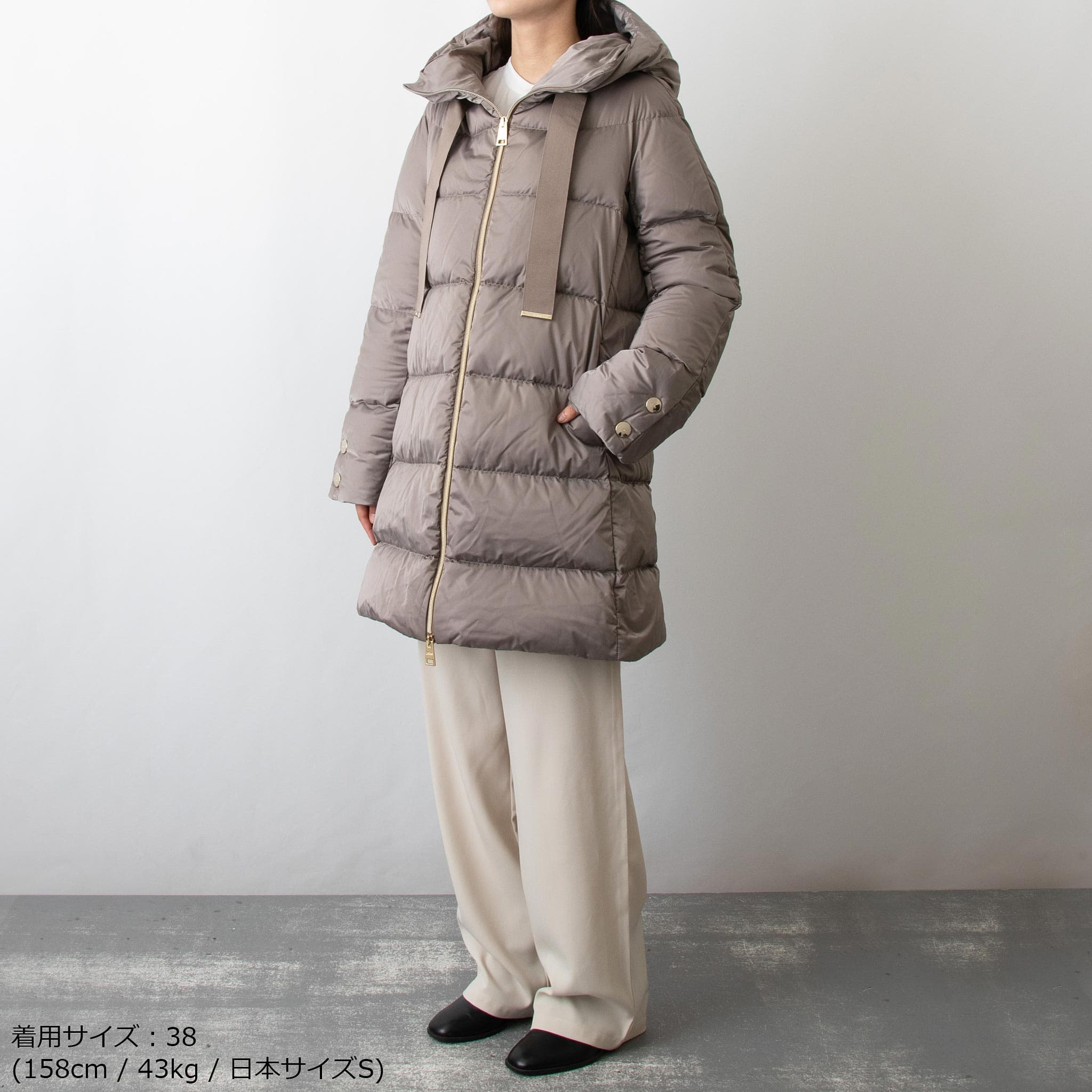 HERNO DOWN COAT A-SHAPE HOODED SATIN A-SHAPE PI1304D 12170 ヘルノ レディース ダウン コート  – CHG